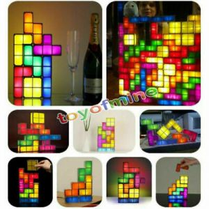  Novelty DIY Retro Game Style Puzzle Desk Lamp LED Tetris Constructible Light