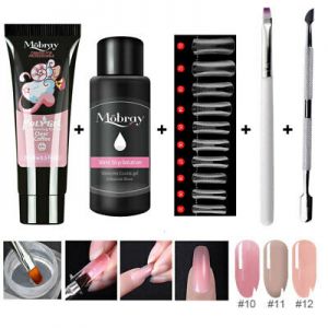 CrazySale דילים  5pcs/Kit Nail Extension Poly Gel Set With Nial Tips Dual Form Qiuck Dry Polygel